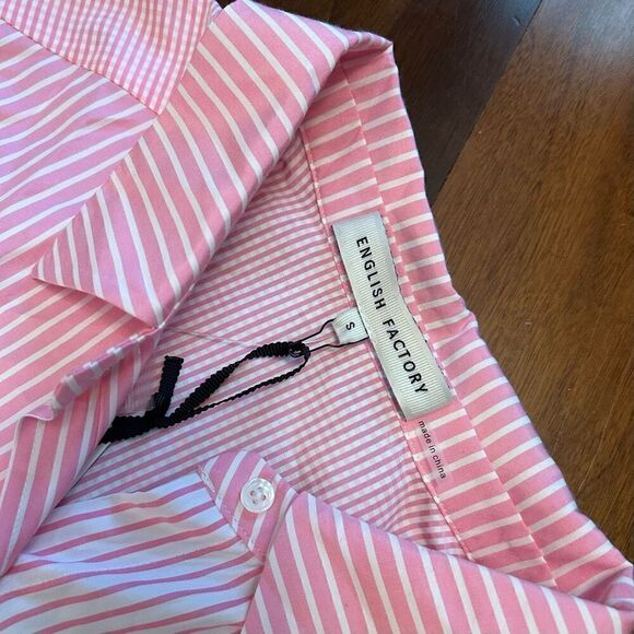 English Factory women's Colorblock Stripe Pink Button Down shirt size small NWT - Picture 2 of 7